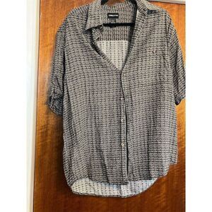 Claiborne‎ Rayon Button Up Shirt Abstract Print Short Sleeve Menswear Large